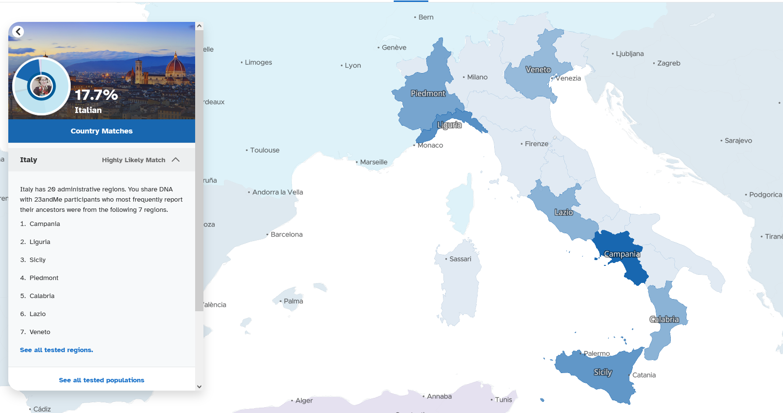 23andMe Italian Regions | Our Prairie Nest